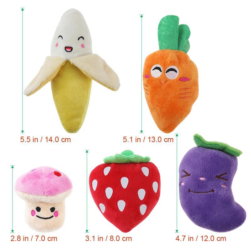 Jouets en peluche pour chien en forme de fruits (lot de 5)