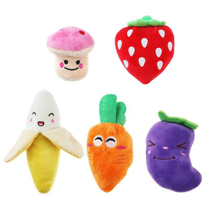 Jouets en peluche pour chien en forme de fruits (lot de 5)