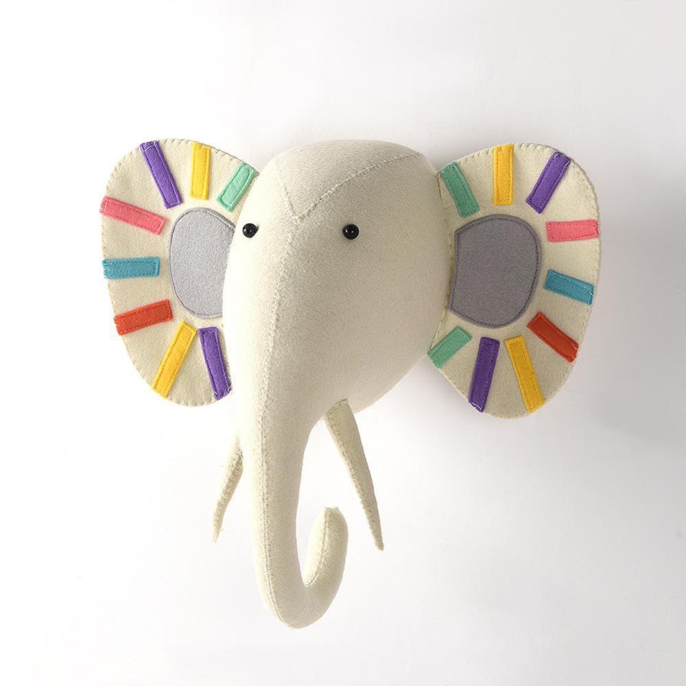 Stuffed Animal Trophy Head Wall Decor (Elephant, Zebra, Bear, Tiger, Giraffe)