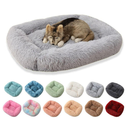 Lit carré pour chien et chat pour animaux de taille moyenne, super doux, chaud, pelucheux et confortable