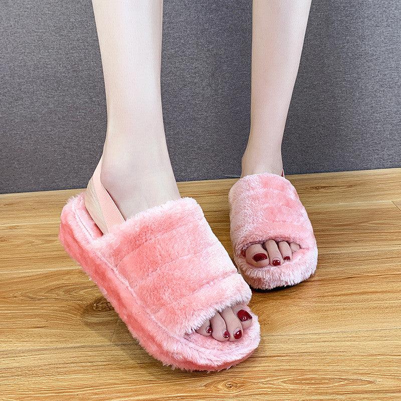 Plus Size Thick Bottom Plush Slippers