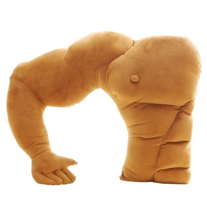 Oreiller en peluche pour homme avec un muscle au bras