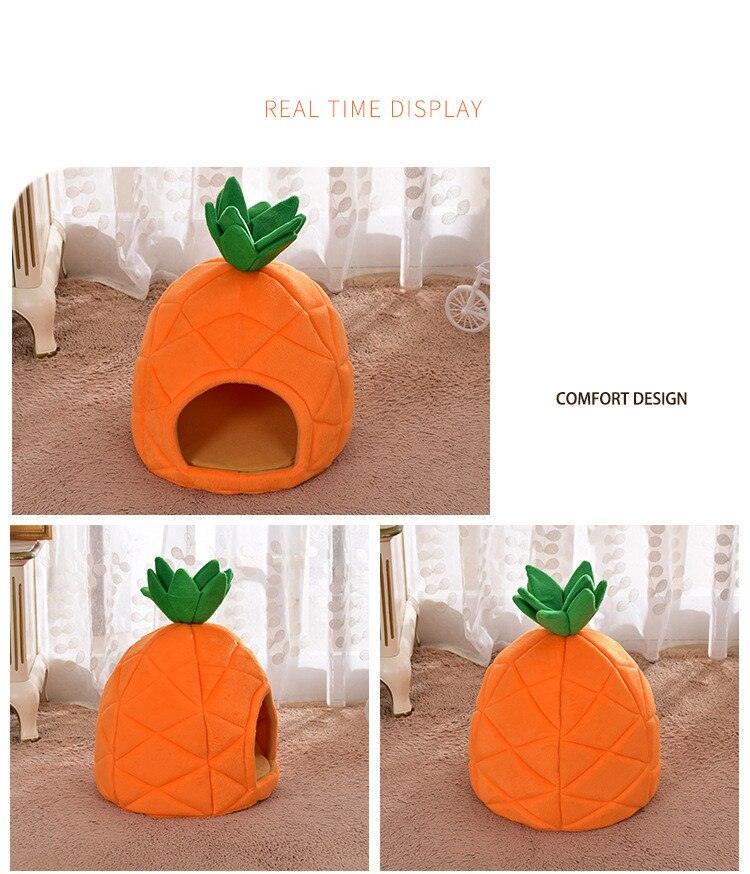 Orange Pineapple Cat Bed