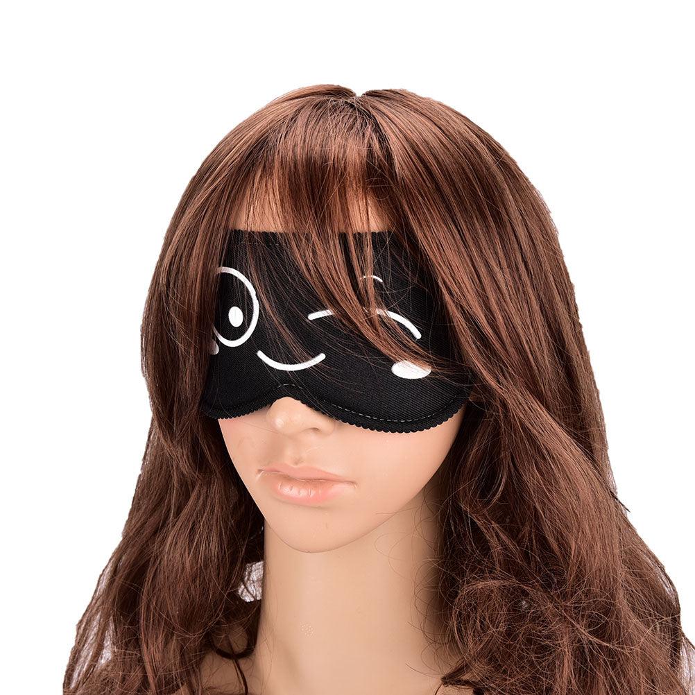 Black Sleep Mask with Cartoon Eyes