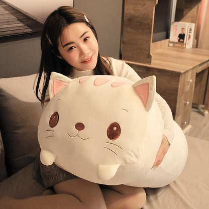 Peluche Coussin Chat Blanc - Peluche Center | Boutique Doudou & Peluches