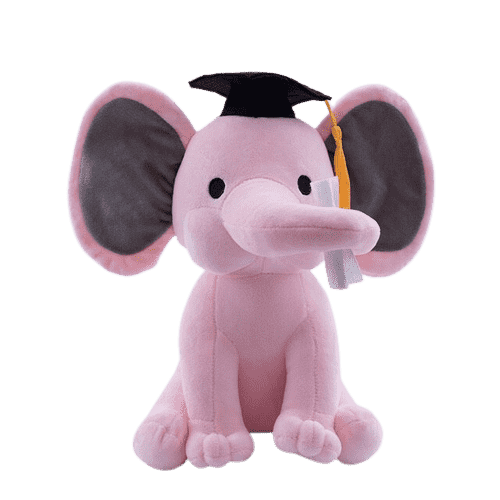 Sitting Pink Elephant Plush Toy 