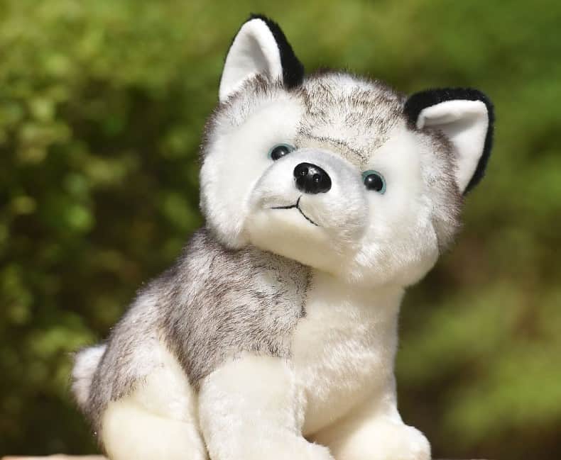 White and Black Wolf Blue Eyes Plush Toy