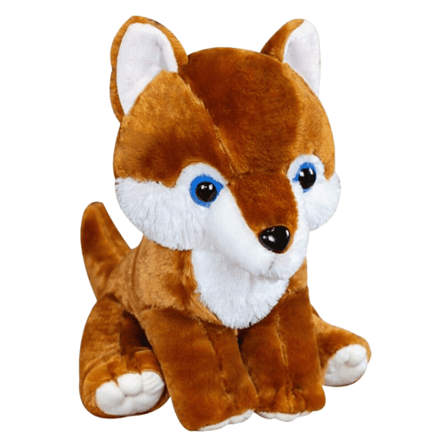 Sitting Brown Wolf Plush Toy