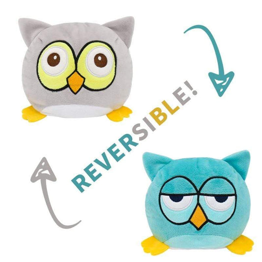 Reversible Gray and Blue Owl Plush