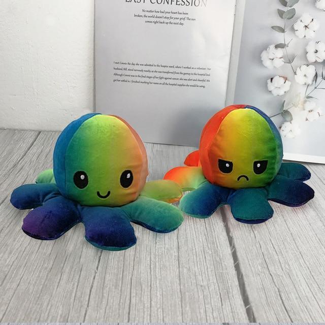 Peluche Réversible Poulpe Arc en Ciel - Peluche Center | Boutique Doudou & Peluches