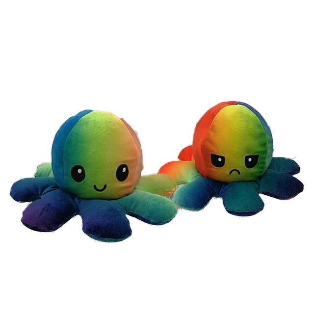 Peluche Réversible Poulpe Arc en Ciel - Peluche Center | Boutique Doudou & Peluches