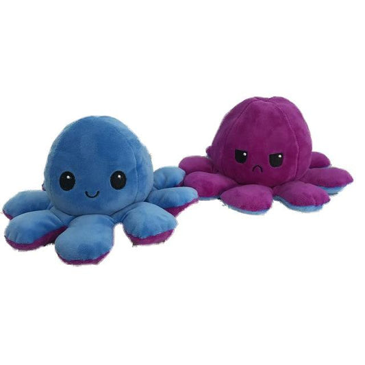 Peluche Réversible Poulpe Bleu et Violet - Peluche Center | Boutique Doudou & Peluches