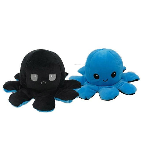 Peluche Réversible Poulpe Noir et Bleu - Peluche Center | Boutique Doudou & Peluches