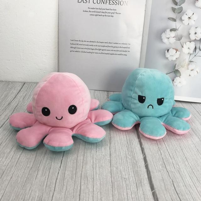 Peluche Réversible Poulpe Rose et Turquoise - Peluche Center | Boutique Doudou & Peluches