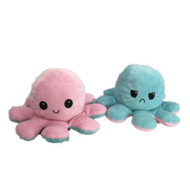 Peluche Réversible Poulpe Rose et Turquoise - Peluche Center | Boutique Doudou & Peluches