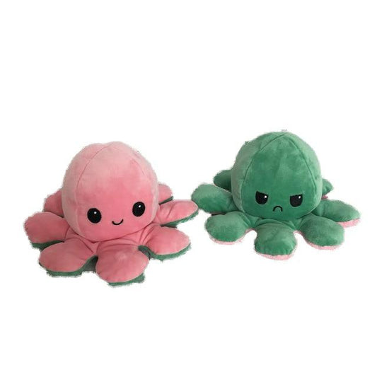 Peluche Réversible Poulpe Rose et Vert - Peluche Center | Boutique Doudou & Peluches