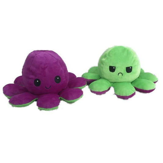 Peluche Réversible Poulpe Violet et Vert - Peluche Center | Boutique Doudou & Peluches