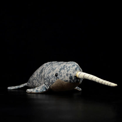 16.1 Inch Unicorn Whale Plush Toy, Narwhal Realistic Marine Animal
