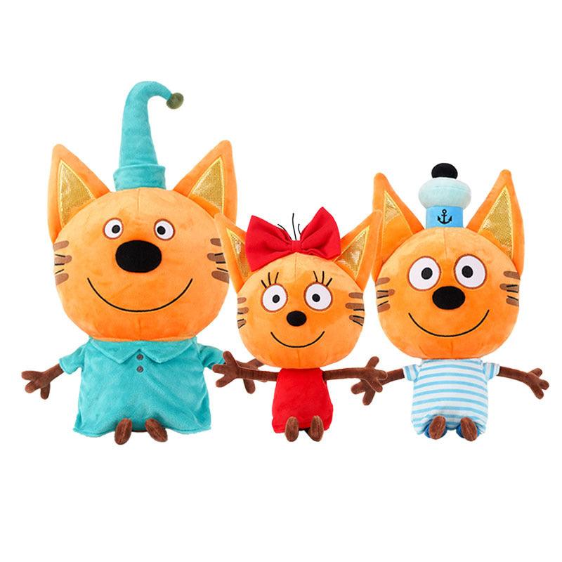 12.9" High quality Russian plush doll with three happy cats