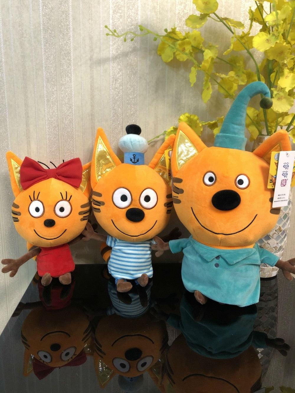 12.9" High quality Russian plush doll with three happy cats