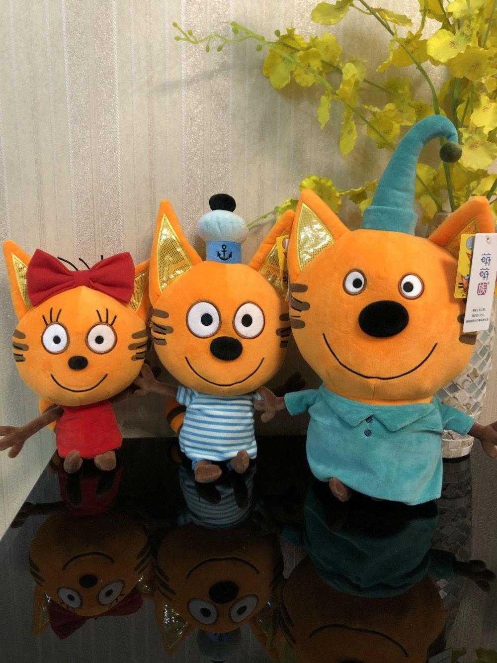 12.9" High quality Russian plush doll with three happy cats