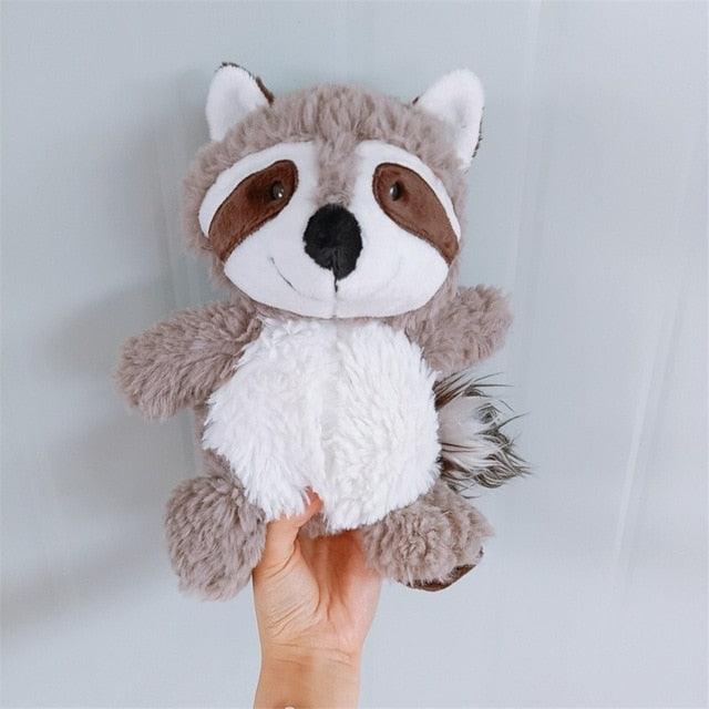 Gray raccoon plush toy, soft cushion animal stuffed doll