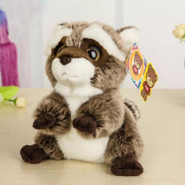 Peluche Raton laveur assis réaliste