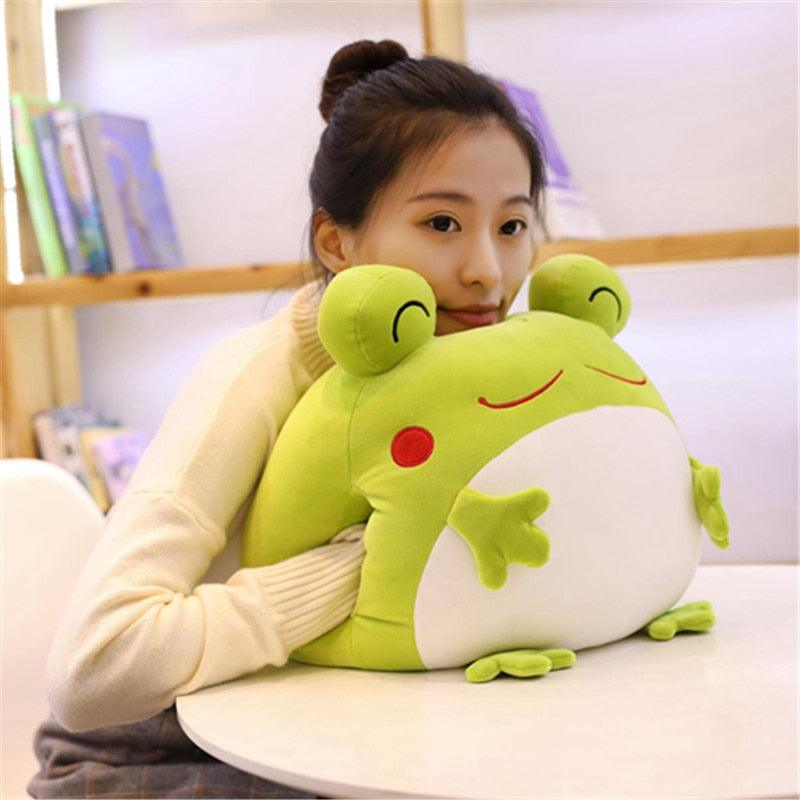 Handmade three-in-one big-eyed frog plush doll.