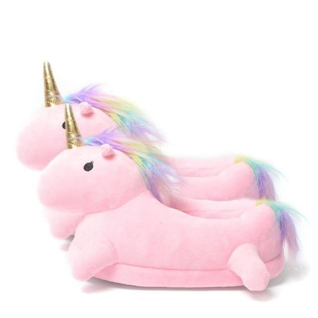 Plush unicorn slippers