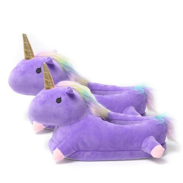 Plush unicorn slippers