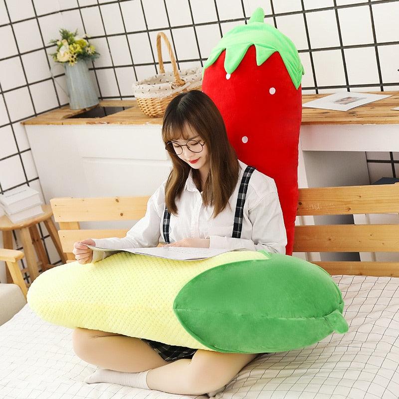 Plush Toy Fruits Vegetables Strawberry Carrot 47" long