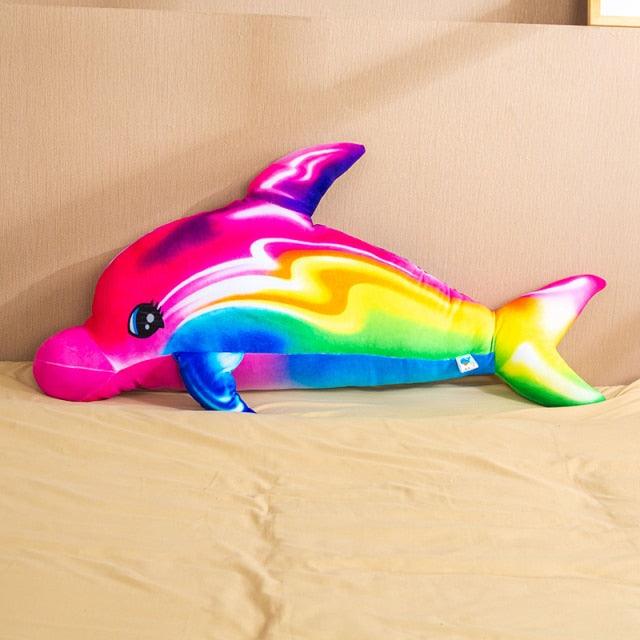 Peluche Dauphin arc-en-ciel géant et coloré