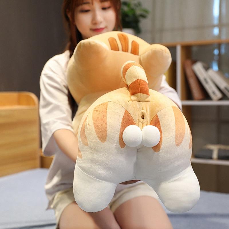 Oreiller en peluche géant de 15"-39" avec fesses de chat amusantes