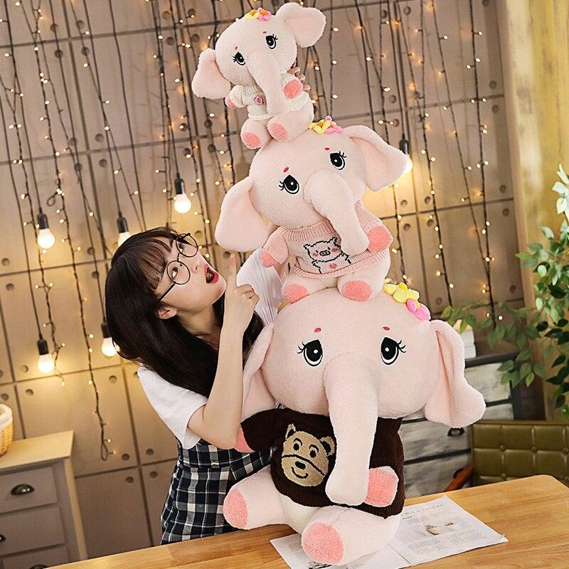 Peluche Grand Éléphant Rose - Peluche Center | Boutique Doudou & Peluches