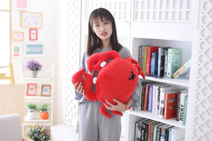 12" - 19.5" Kawaii Funny Crab Plush Pillow, Crabe Rouge Doux Animal de Dessin Animaux en Peluche