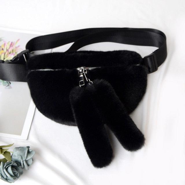 Faux Rabbit Fur Waist Bag