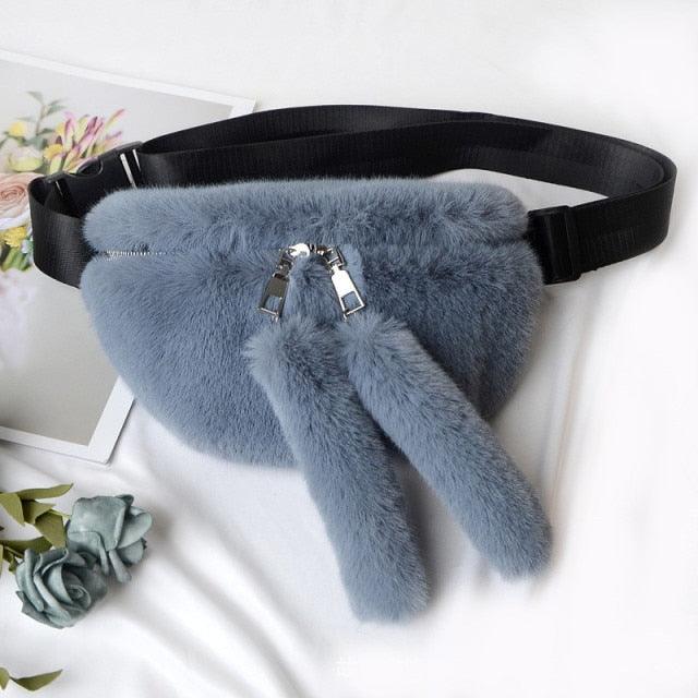 Faux Rabbit Fur Waist Bag