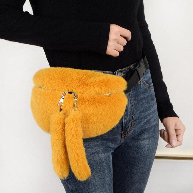 Faux Rabbit Fur Waist Bag