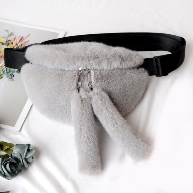 Faux Rabbit Fur Waist Bag