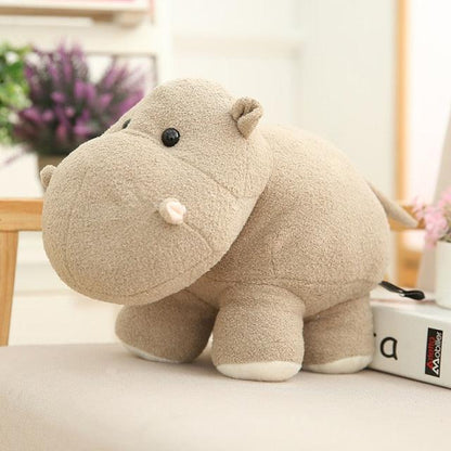 Peluches mini hippopotames et éléphants