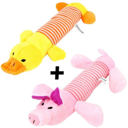 Plush Dog Chew Toys, Sound Dolls, Dog, Cat, Fleece, Pets, Funny Plush Toys, Elephant, Duck, Pig, for All Pets, Durability.