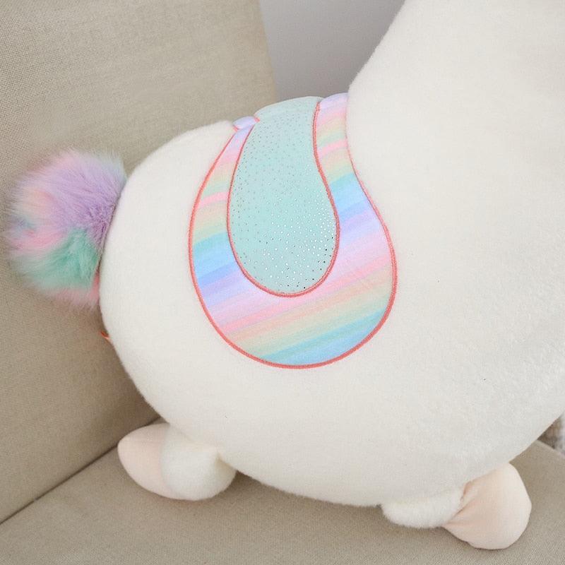 Giant colorful alpaca plush toy