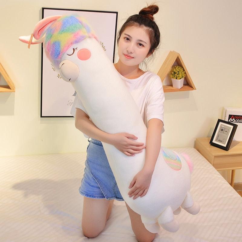 Giant colorful alpaca plush toy