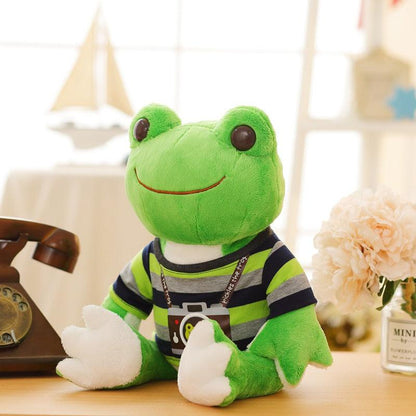 10" - 21.5" Lovely Frog Plush Toys, Animal en peluche de dessin animé grenouille avec vêtements