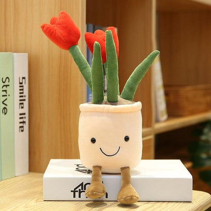 14" Simulation Tulip Flowers, Creative Potted Plants Plush Toys