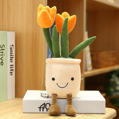 14" Simulation Tulip Flowers, Creative Potted Plants Plush Toys