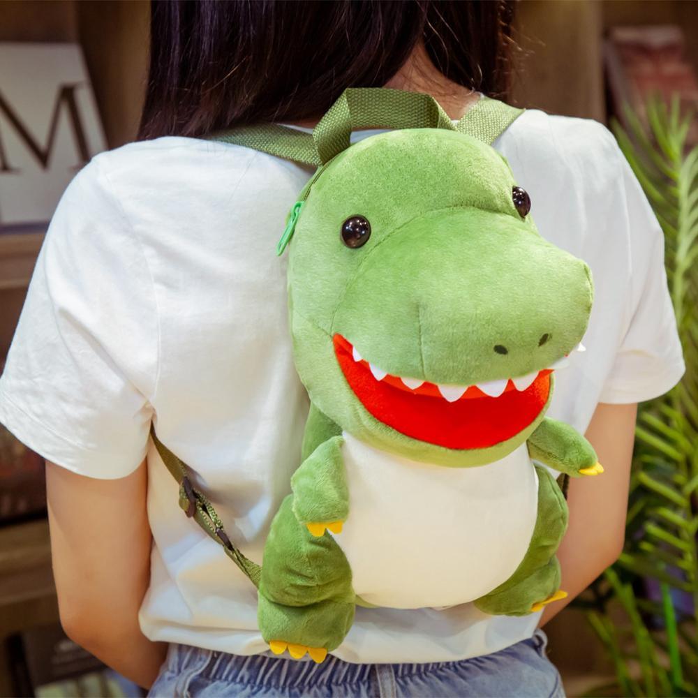 13" Tyrannosaurus and Triceratops Plush Backpack for Kids