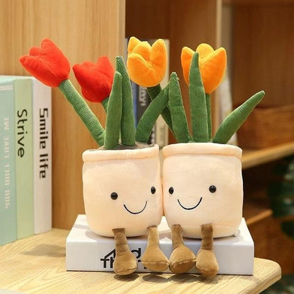 14" Simulation Tulip Flowers, Creative Potted Plants Plush Toys