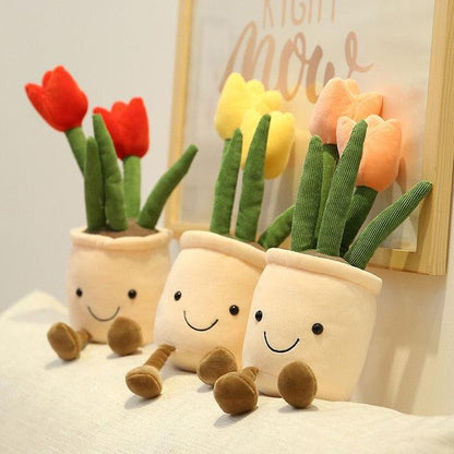 14" Simulation Tulip Flowers, Creative Potted Plants Plush Toys