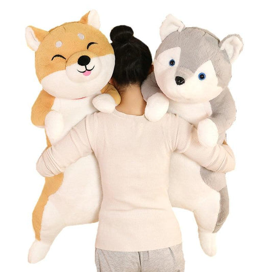 Peluches géantes Shiba Inu et Husky